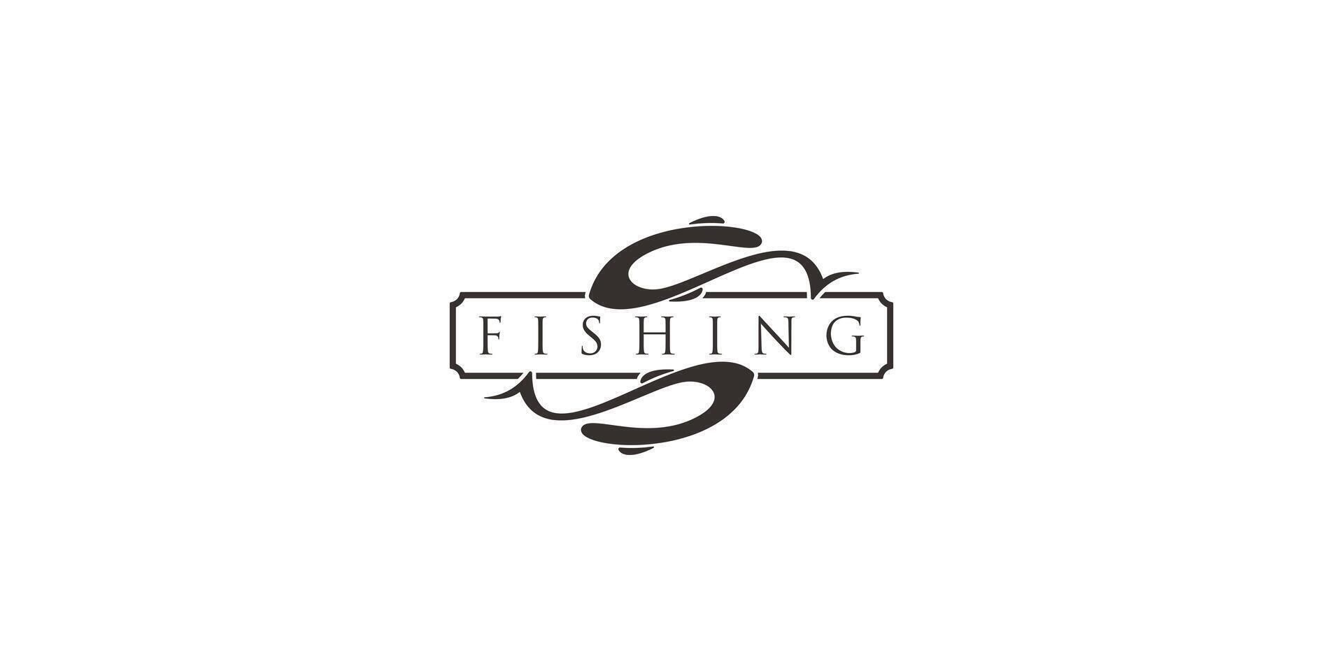 Creative fishing logo design with unique concept premium vector