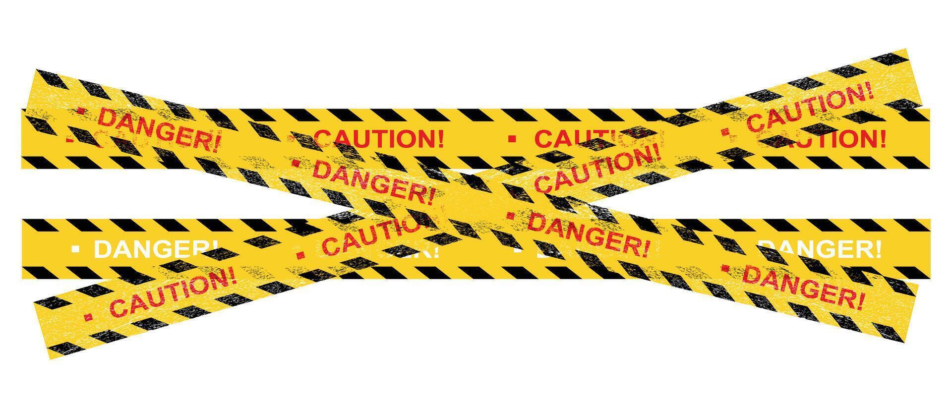 Barrier tape crime scene border. Caution and danger warning tape ribbons for safety. vector
