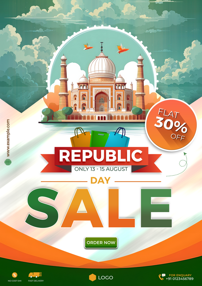 Republic Day Big Sale Poster Template Design for Festive Promotions psd