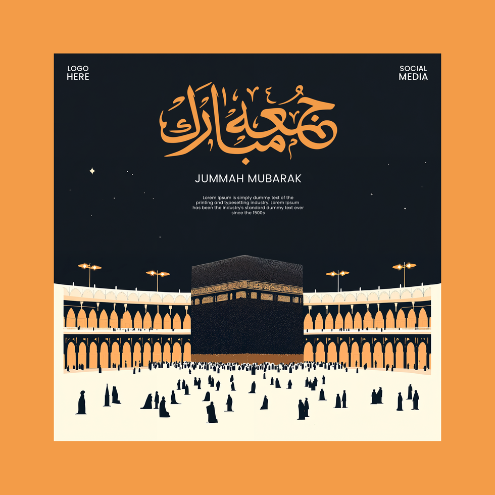 Jumma Mubarak Graphic, Editable Islamic Friday Prayer Template for Social Media Free Download psd