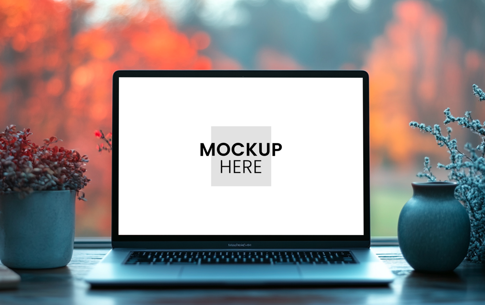 Laptop device mockup, realistic front-facing screen for demos psd