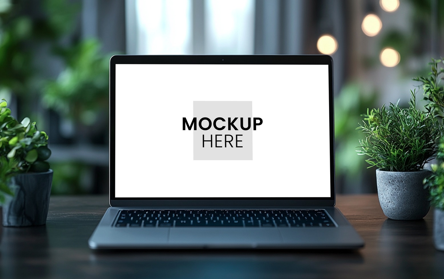 High-quality laptop mockup, customizable front-facing screen display psd