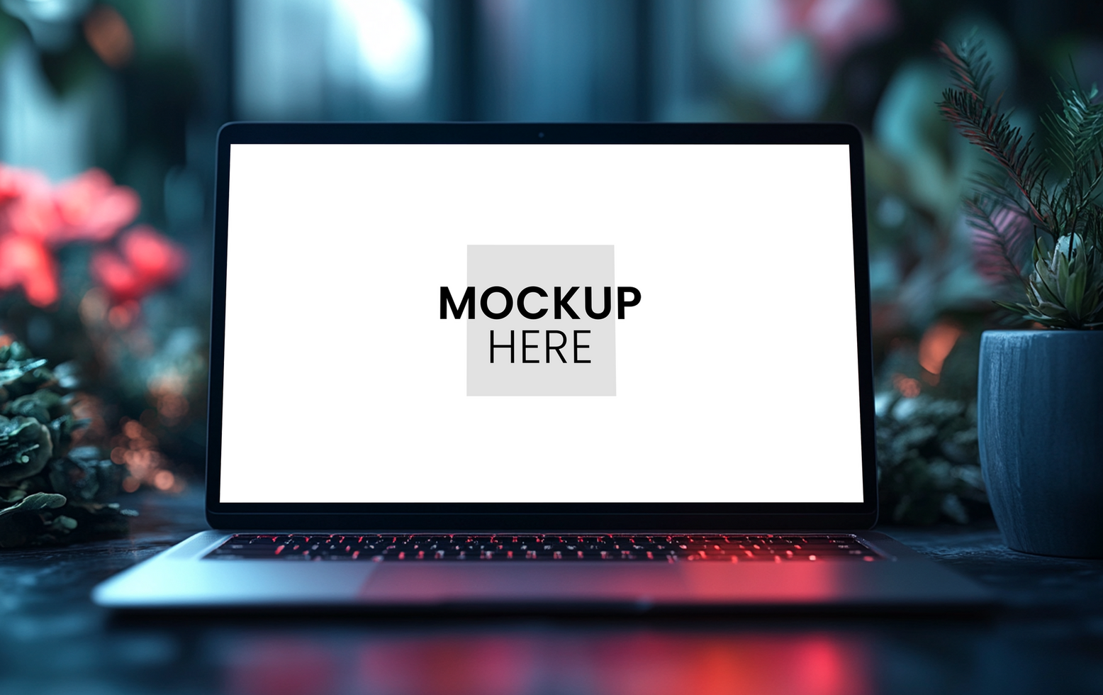 Minimalist laptop mockup with customizable front display for branding psd