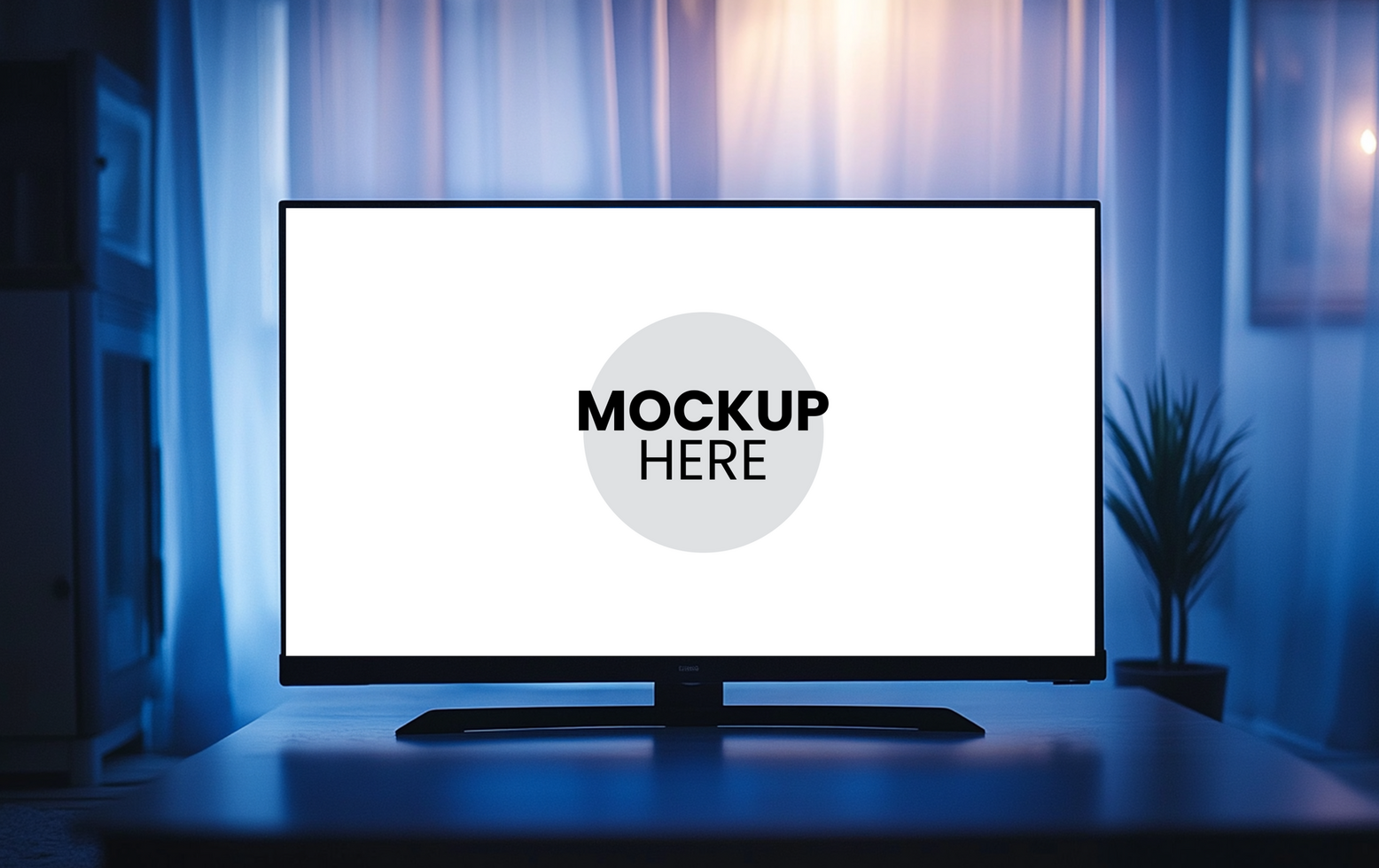 Luxury Interior Design, Mounted TV Screen, Stylish Wall Mockup Display psd