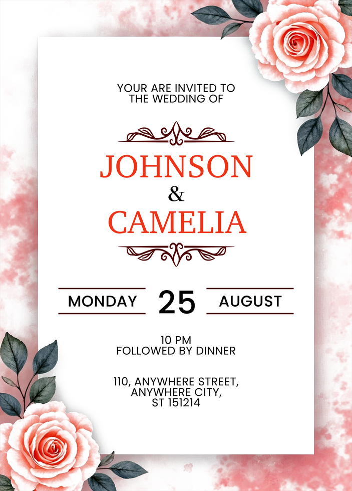 Fully Editable Wedding or Engagement Invitation Card Free Template Download psd