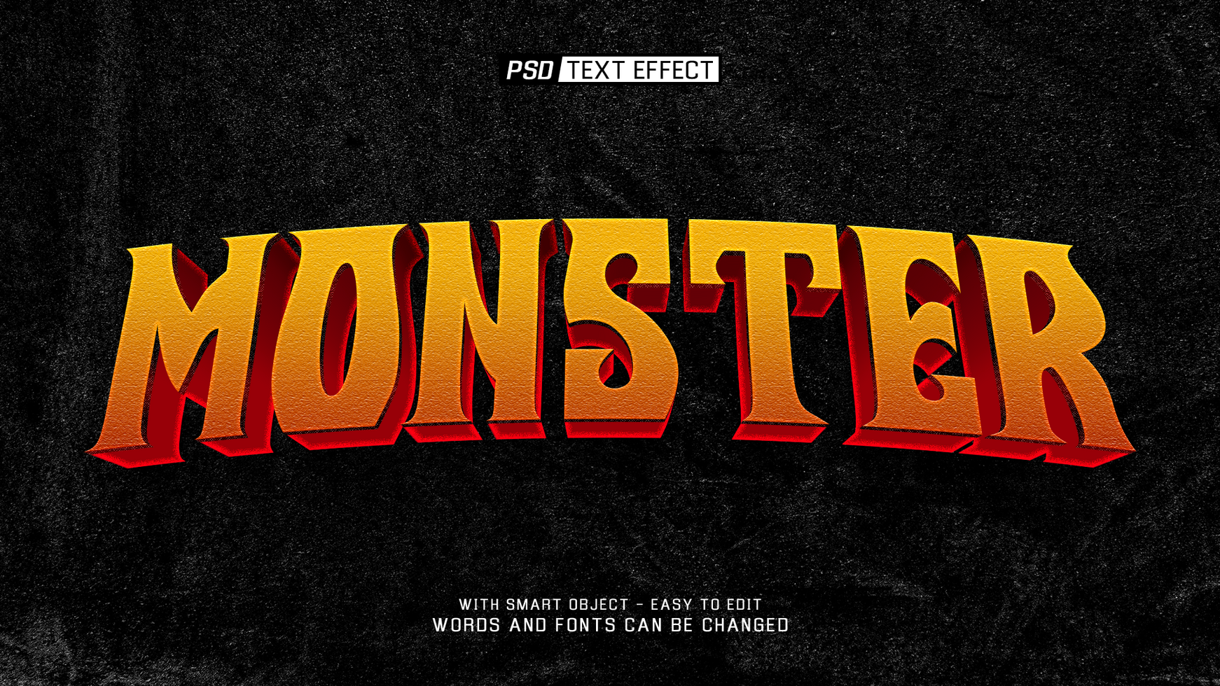 monster 3d text effect psd