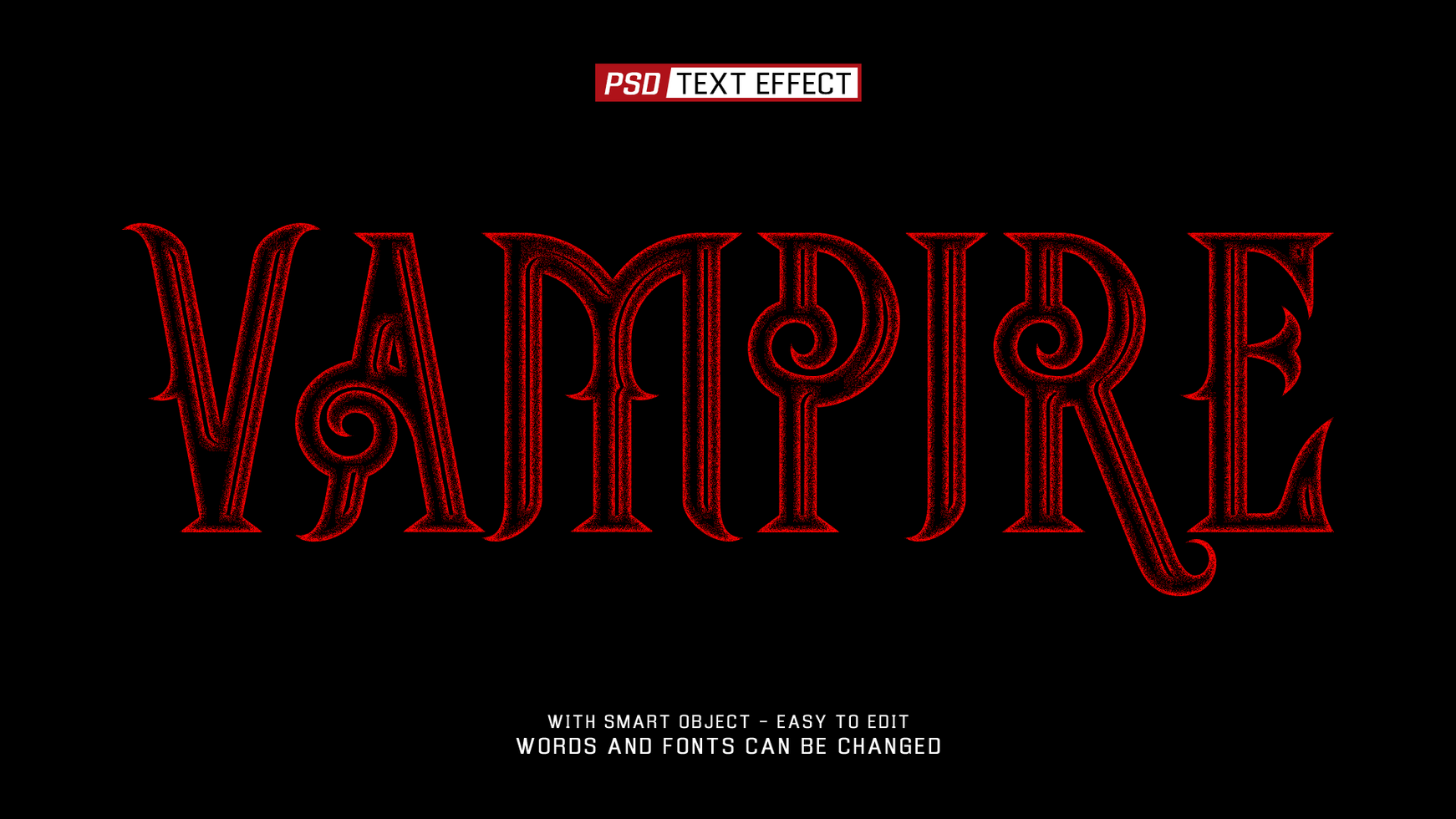 vampire 3d text effect psd