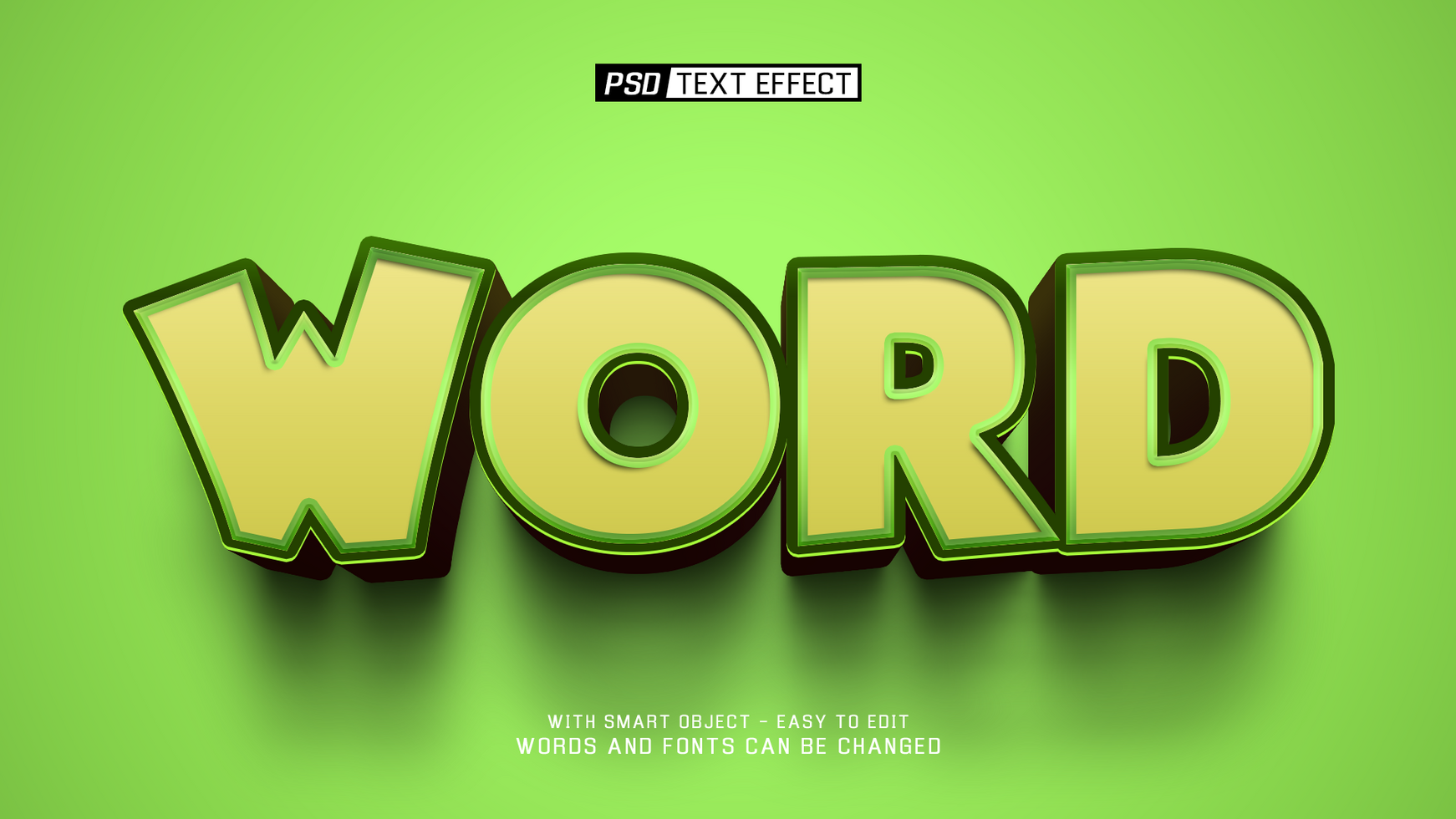 word 3d text effect psd
