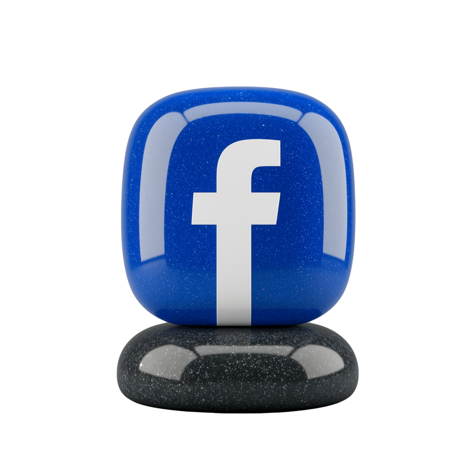 Glossy facebook icon with reflective surface on transparent background png