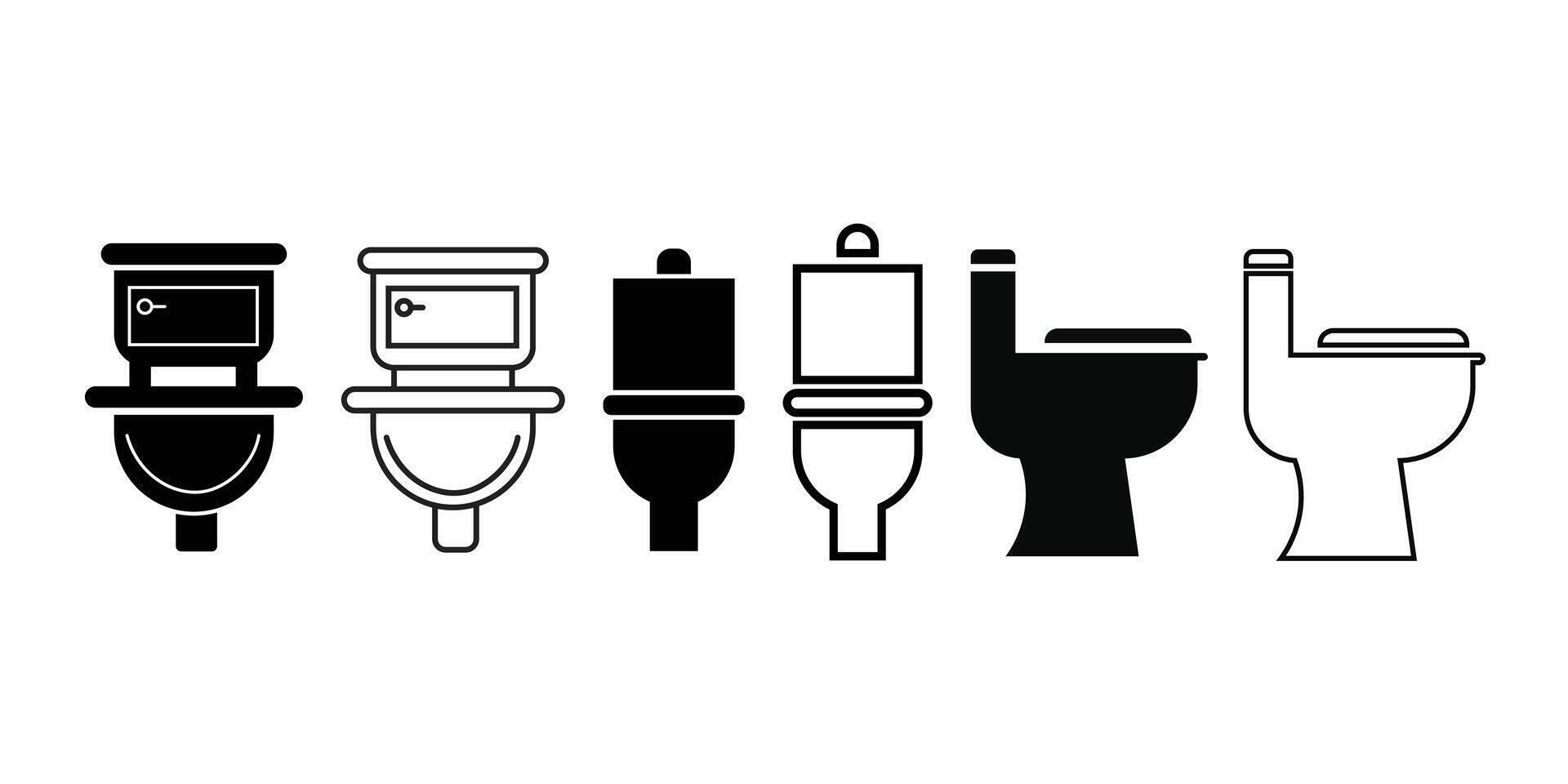 Toilet icon set. Toilet silhouette icon. Toilet bowl silhouette icon. Commode icon. vector