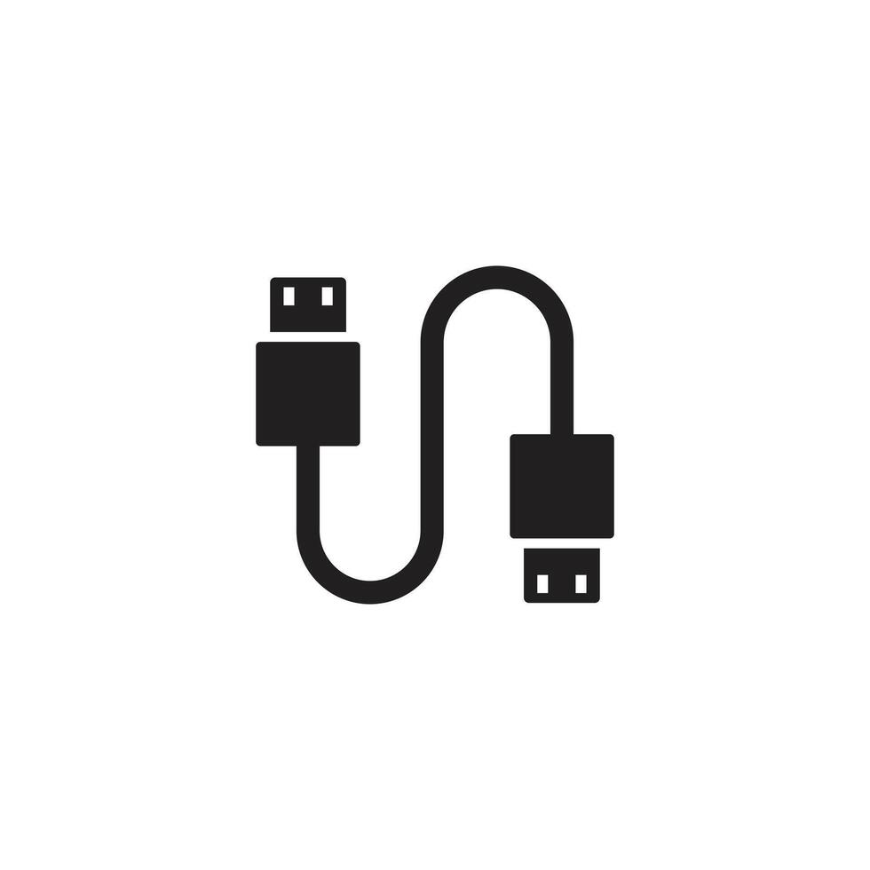 usb cable icon sign. usb cable line icon in white and black colors. usb cable flat icon from usb cable collection for web, mobile apps and ui. vector