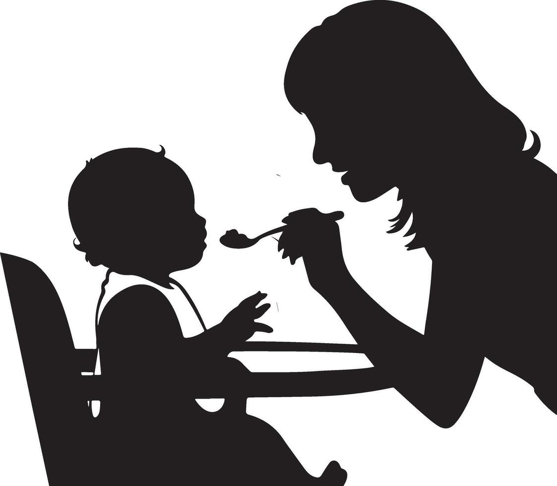mother and child silhouette vector