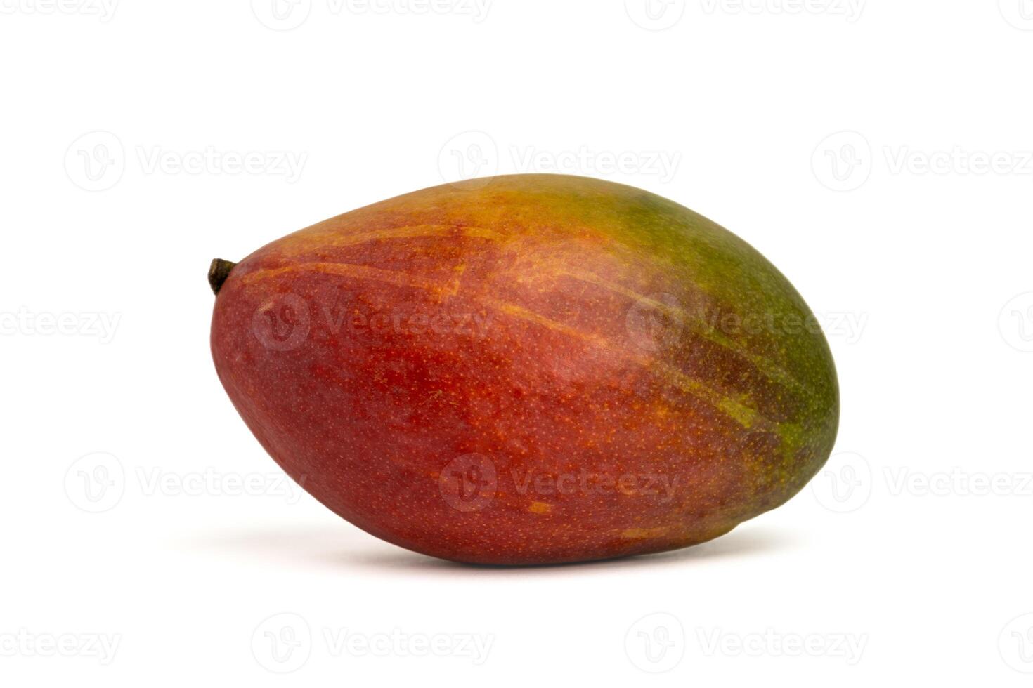 Ripe realistic mango isolated on white background. Red-green mango photo
