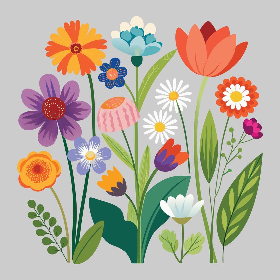 Watercolor Spring Floral Element vector