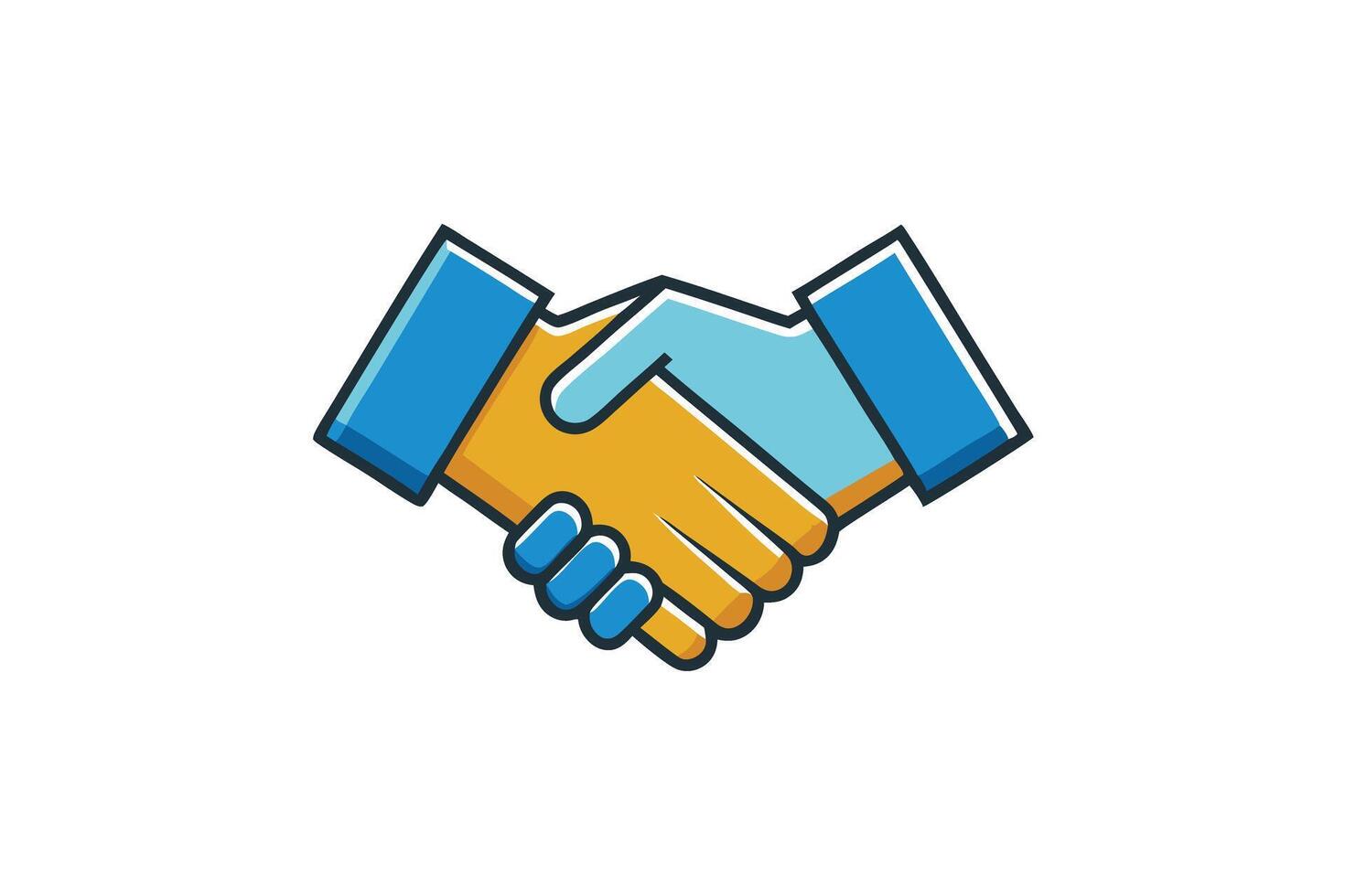 Colorful handshake icon in flat style representing business cooperation, trust, teamwork, deal making, and professional agreements vector