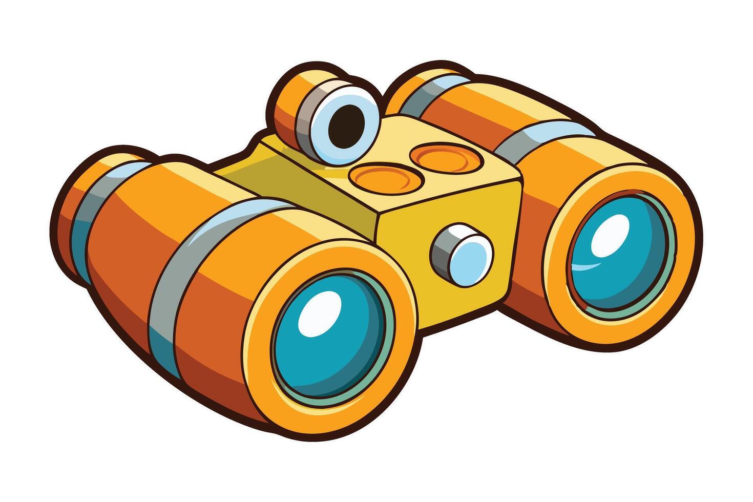 Cute style binoculars in vibrant colors, designed for kids' graphics, nature illustrations, or whimsical outdoor themed projects vector