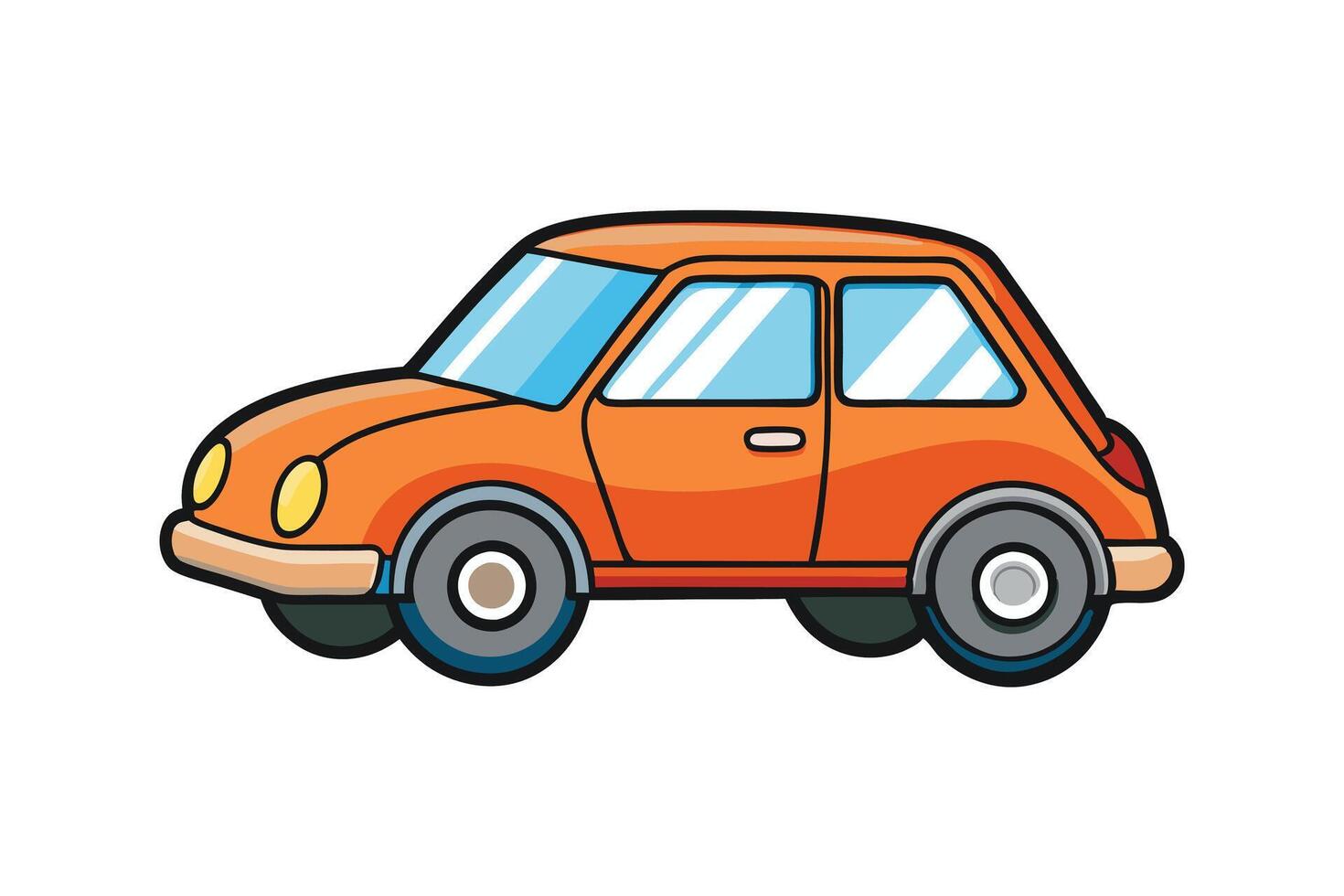 Cute red cartoon car illustration isolated on white background, suitable for animations, games, and childrens illustrations vector