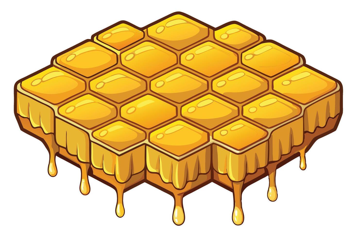 Stylized Honeycomb Illustration Highlighting Golden Honey Drips and Hexagonal Cells for Food and Nature Concepts vector