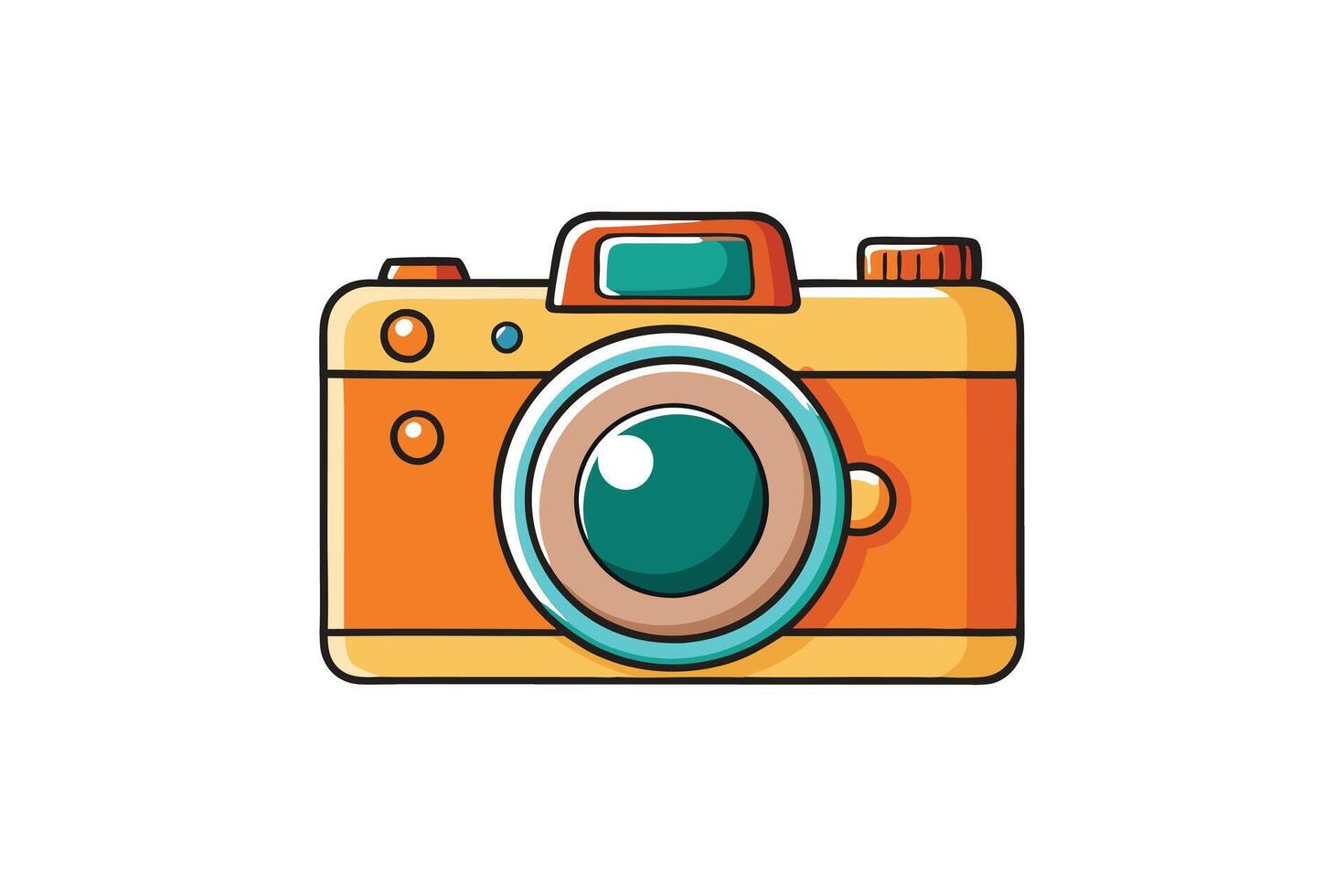 Cartoon camera illustration with bold colors and clean lines, suitable for creative projects, apps, or digital media visuals vector