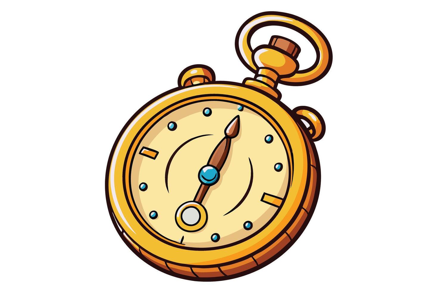 Vintage golden pocket watch with detailed retro design and elegant classic clock face illustration isolated on white background vector