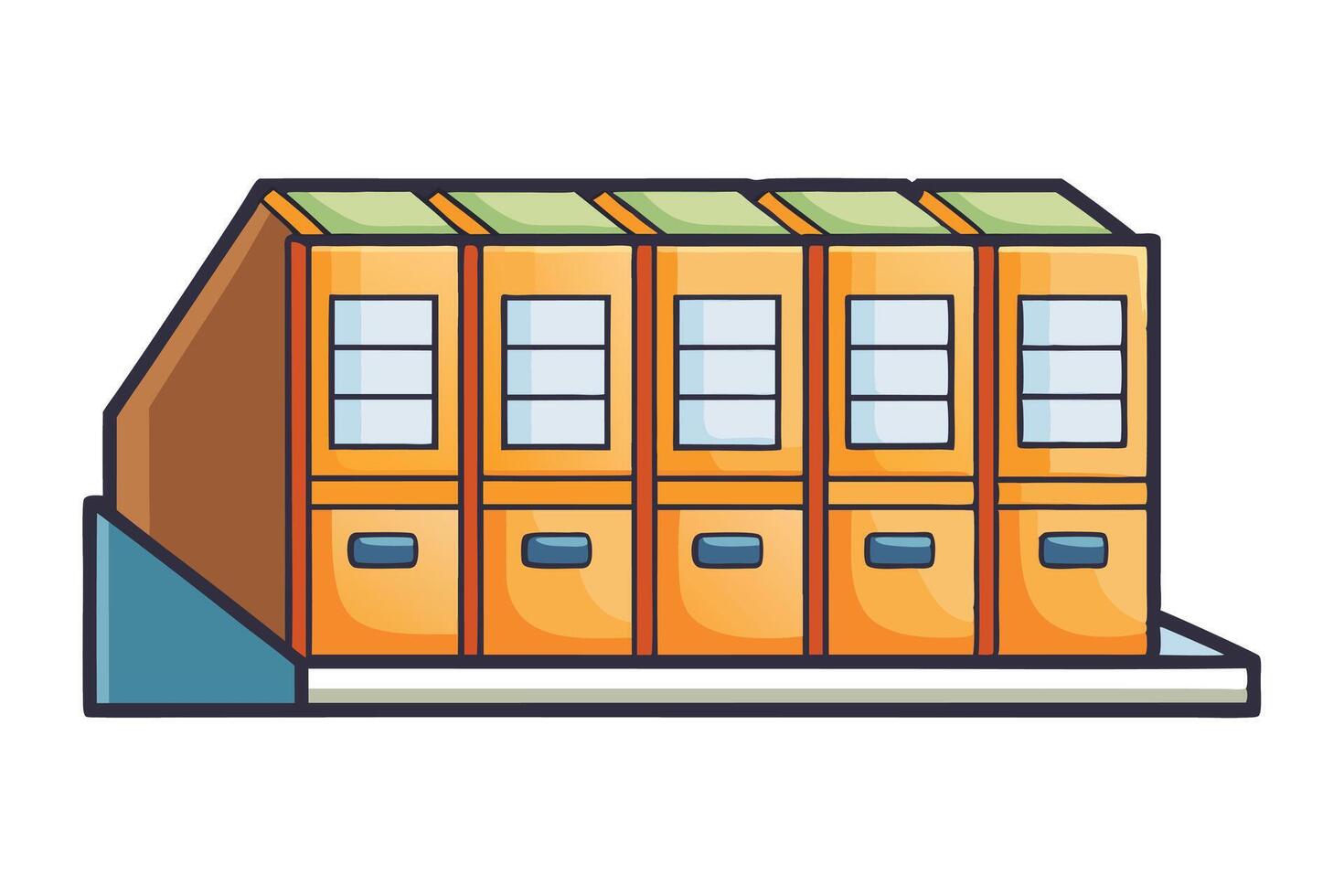 Creative file storage box with orange and blue folders in a neat arrangement, showcasing document organization and filing concepts vector