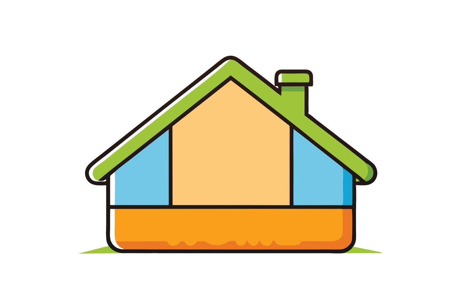Bright and unique house icon featuring expressive elements, ideal for concepts of happiness, housing, and community living vector