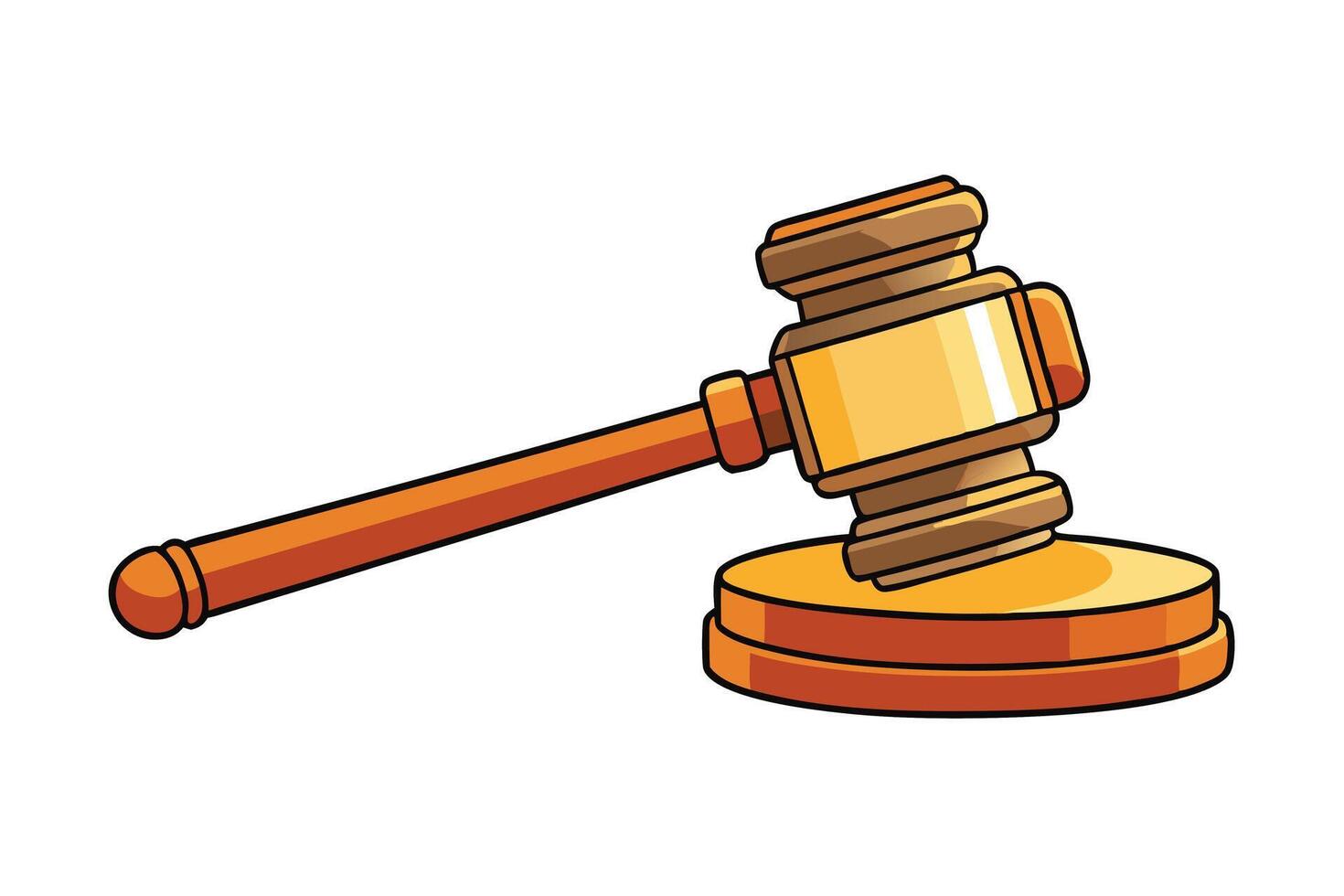 Bright and artistic gavel and sound block illustration in bold colors, ideal for legal, judicial, auction concepts vector