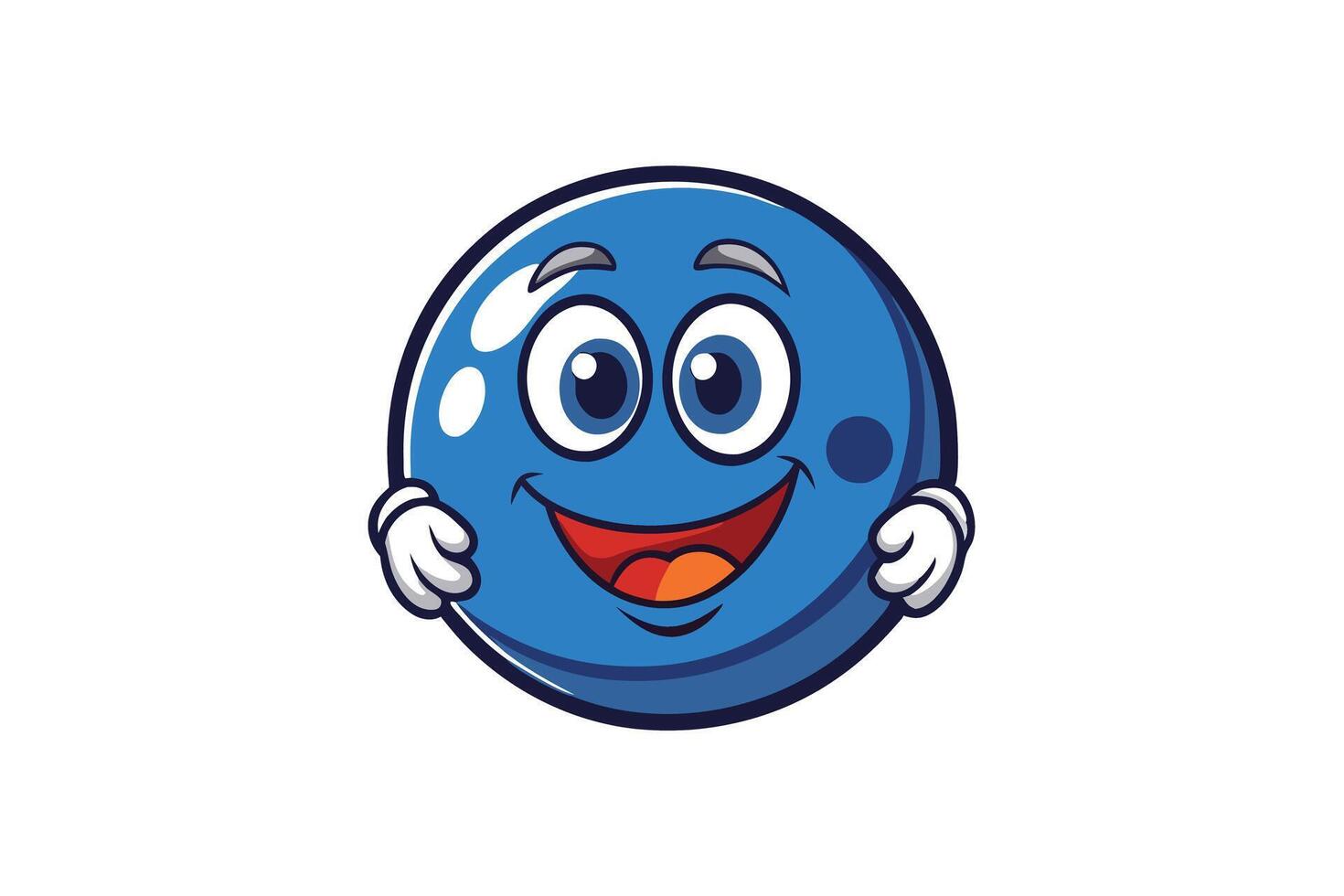 Cheerful cartoon bowling ball character with lively features, perfect for bowling, sports, and recreational themed illustrations vector