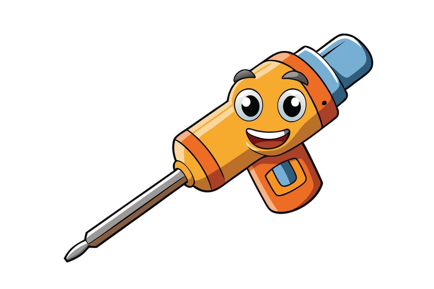 Bright and colorful cordless screwdriver icon for construction, home repair, and DIY tool themes on a clean white background vector