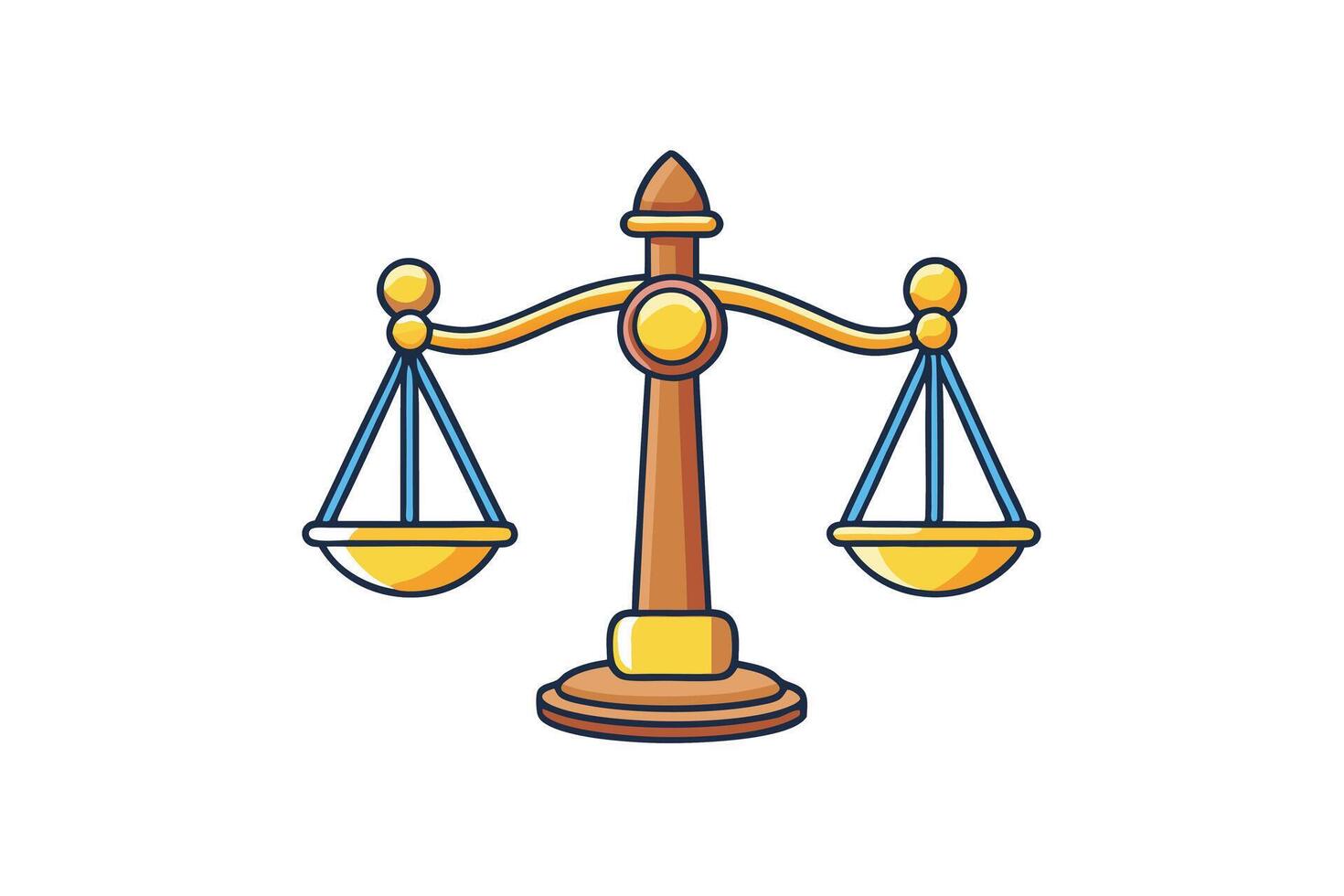 Colorful legal balance scale icon symbolizing fairness and equality in modern cartoon style for law and legal themed illustrations vector