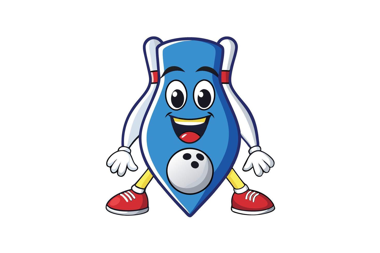 Cheerful bowling character illustration with colorful details and happy expressions, perfect for fun, games, and leisure themed designs vector