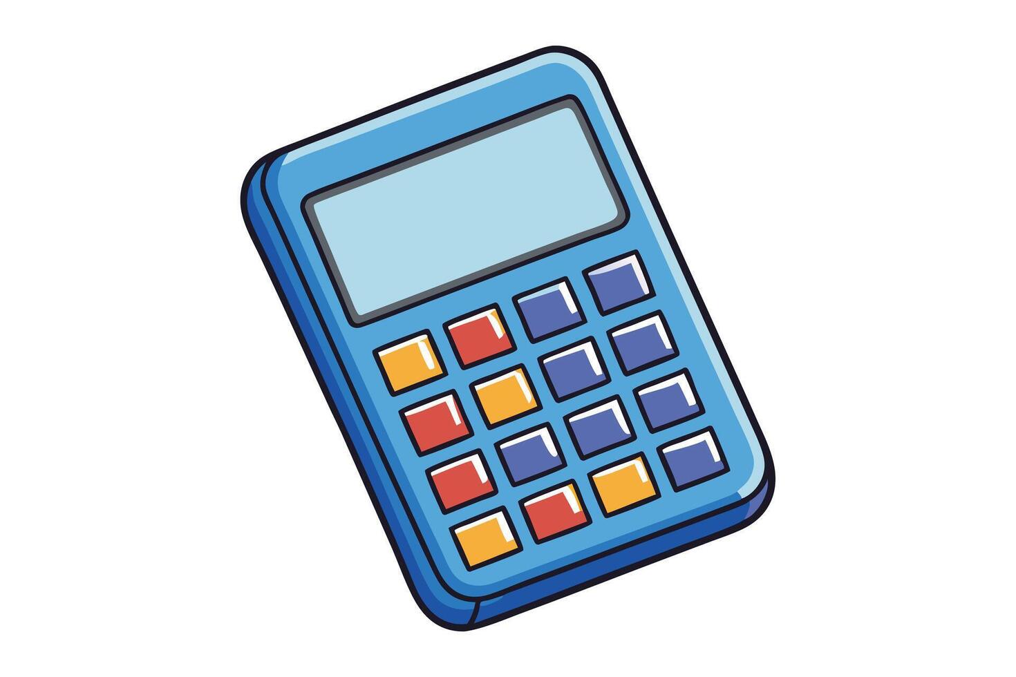 Playful and vibrant cartoon illustration of a calculator, ideal for finance, education, or technology themes in modern design vector