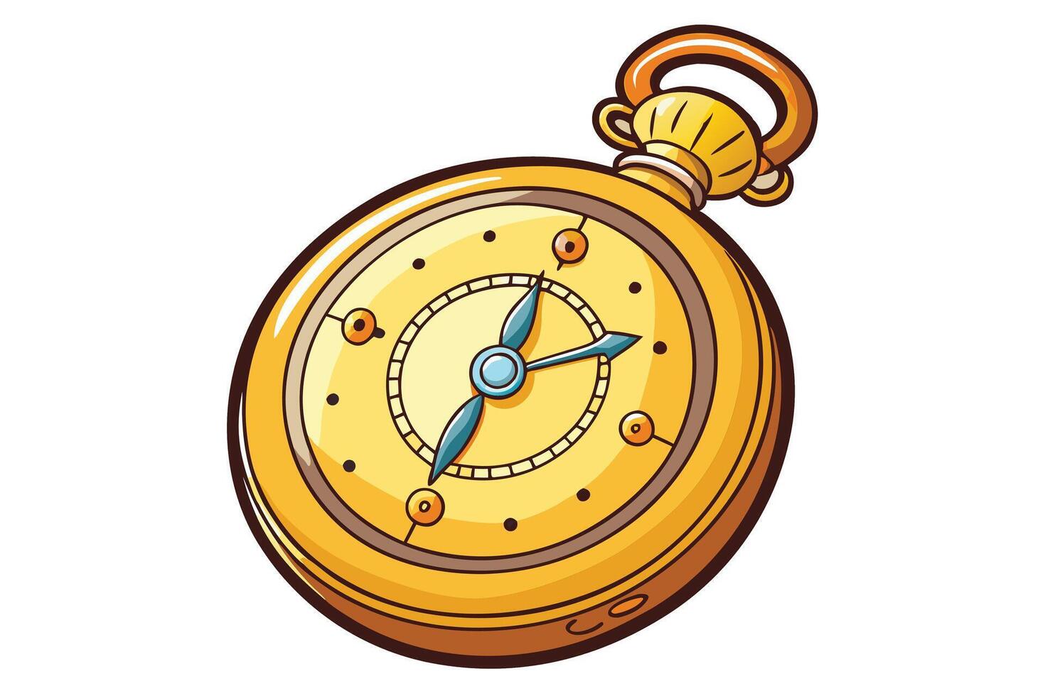 Elegant vintage style pocket watch illustration showing precise clockwork design and ornate artistic craftsmanship vector