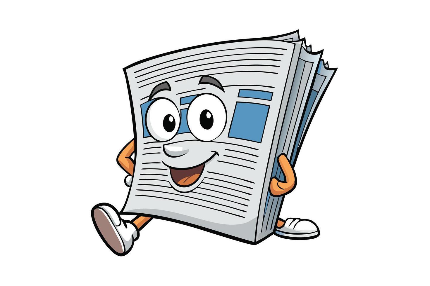Adorable rolled up newspaper cartoon illustration with a smiling face, ideal for media, news, or publishing themed concepts vector
