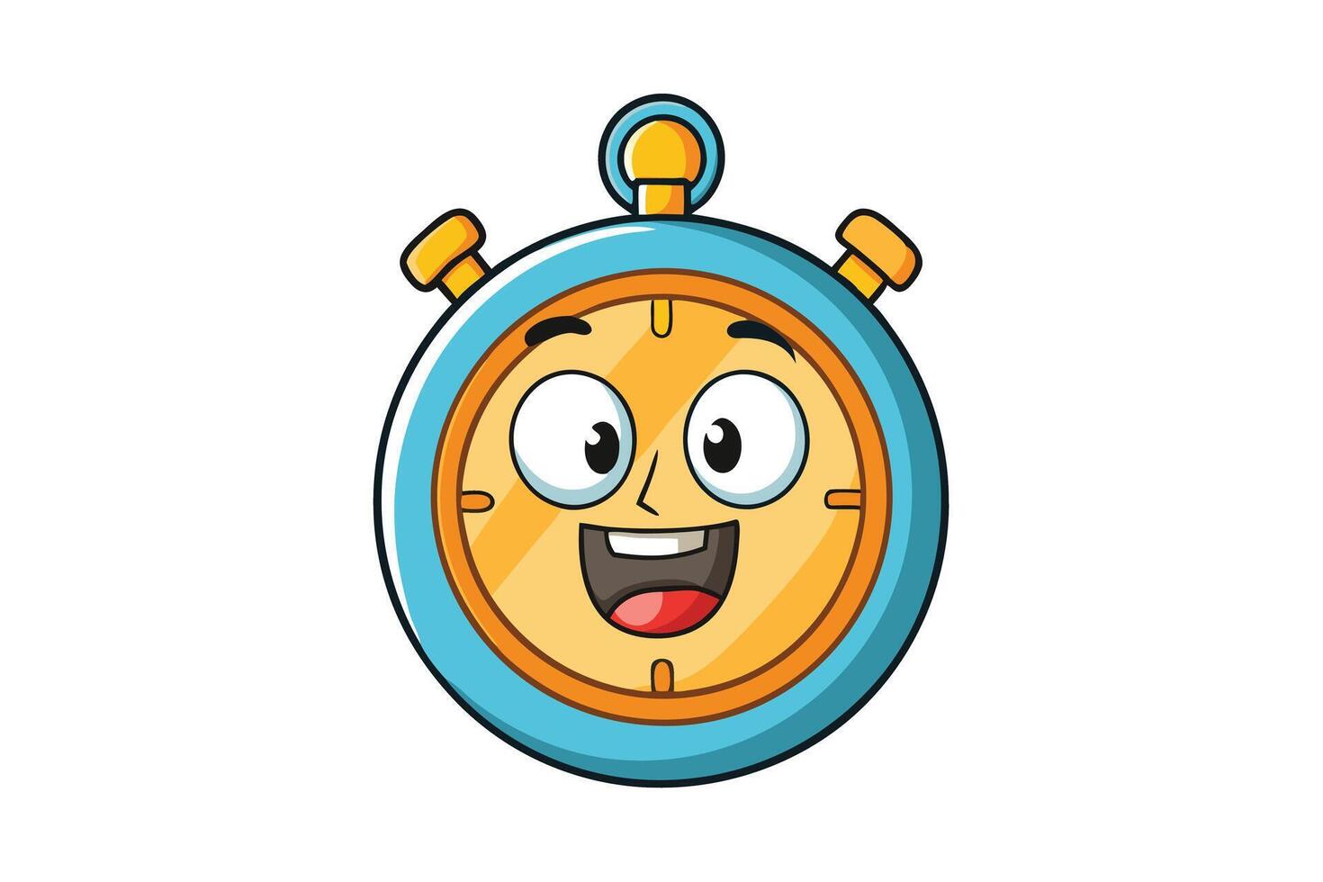 Cheerful stopwatch icon in a fun cartoon style, designed with bold colors and a playful expression for versatile uses vector