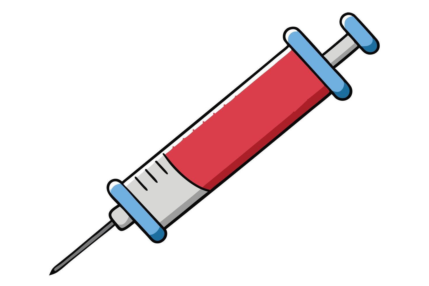 Colorful medical syringe illustration isolated on white background, perfect for healthcare, vaccination, and medical themed designs vector