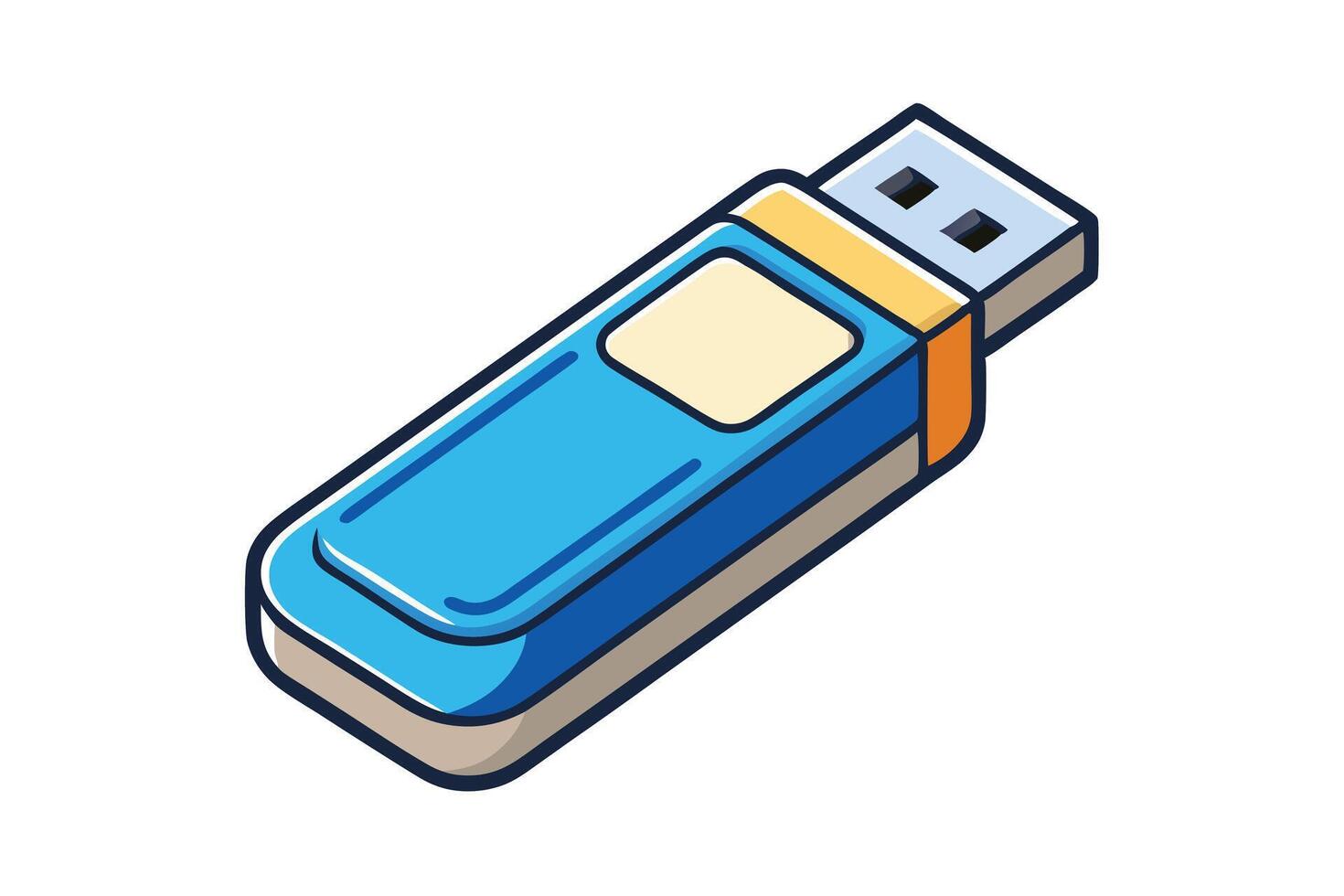 USB flash drive art featuring a clean, minimalistic style with blue casing, great for tech related graphic designs vector