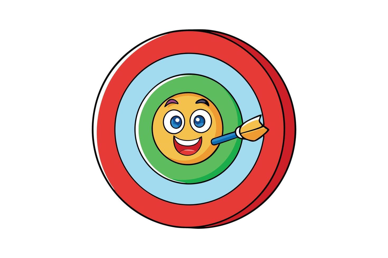 Cute target cartoon design with arrow and colorful bullseye, a perfect icon for success, aiming, and goal oriented projects vector