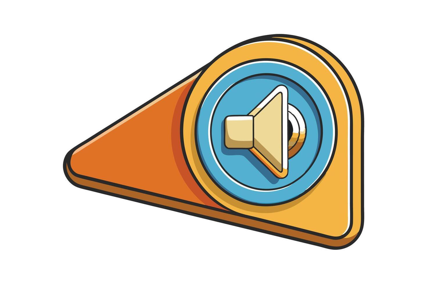 Dynamic speaker and sound control icon with bright, vibrant colors, tailored for web, app design, and multimedia purposes vector