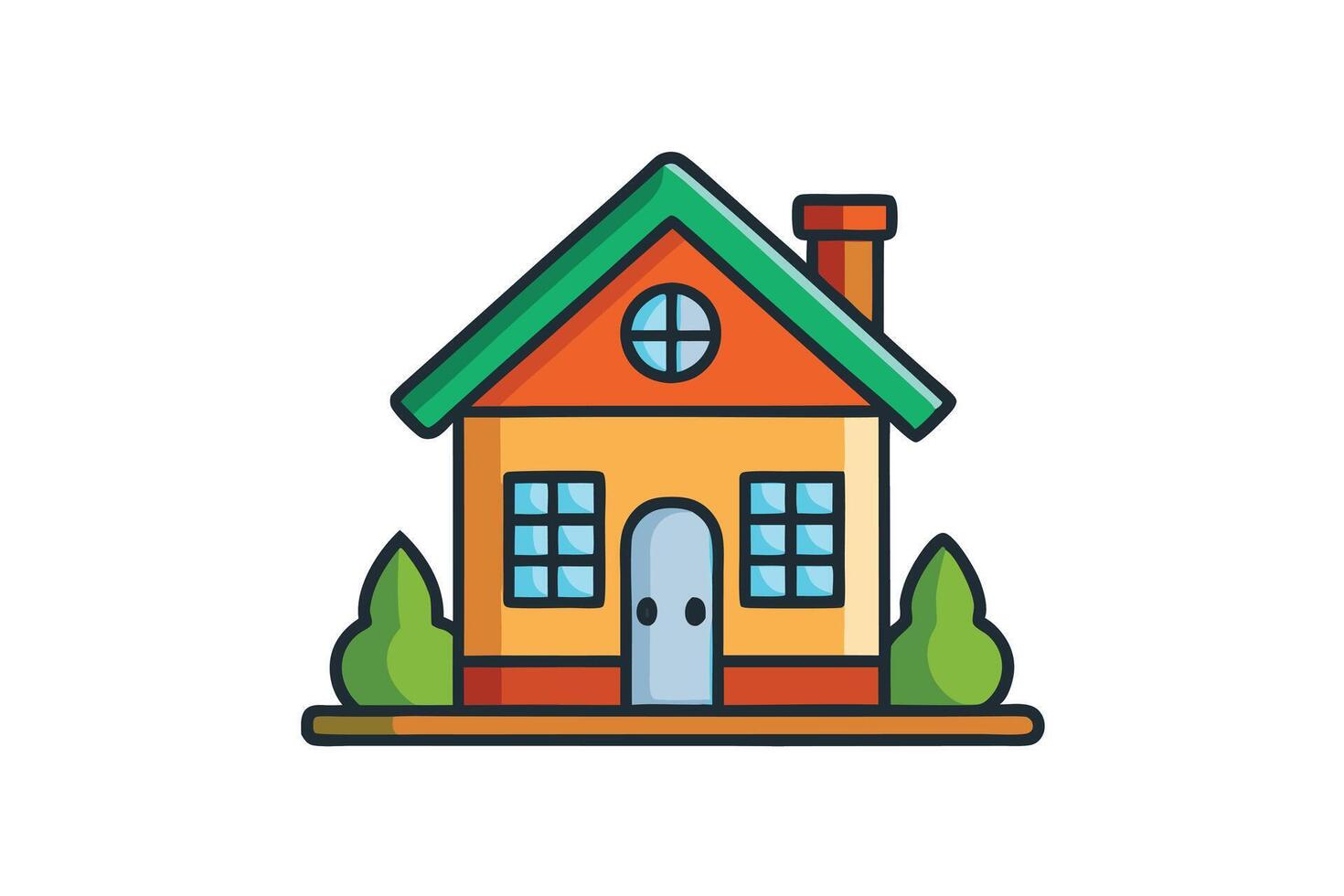 Stylized graphic of a small house with vibrant details, perfect for concepts like family, residence, and architecture vector