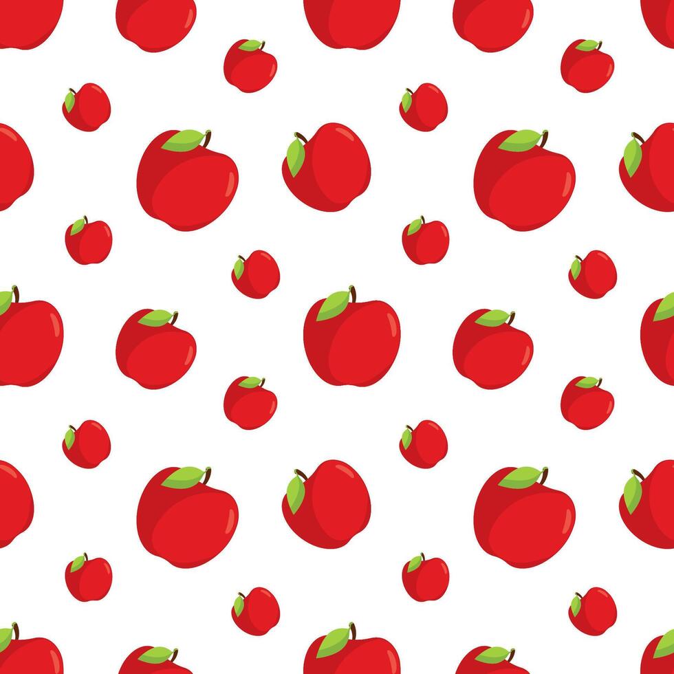 Seamless pattern of red apples on a white background.Suitable as a background or textile. vector