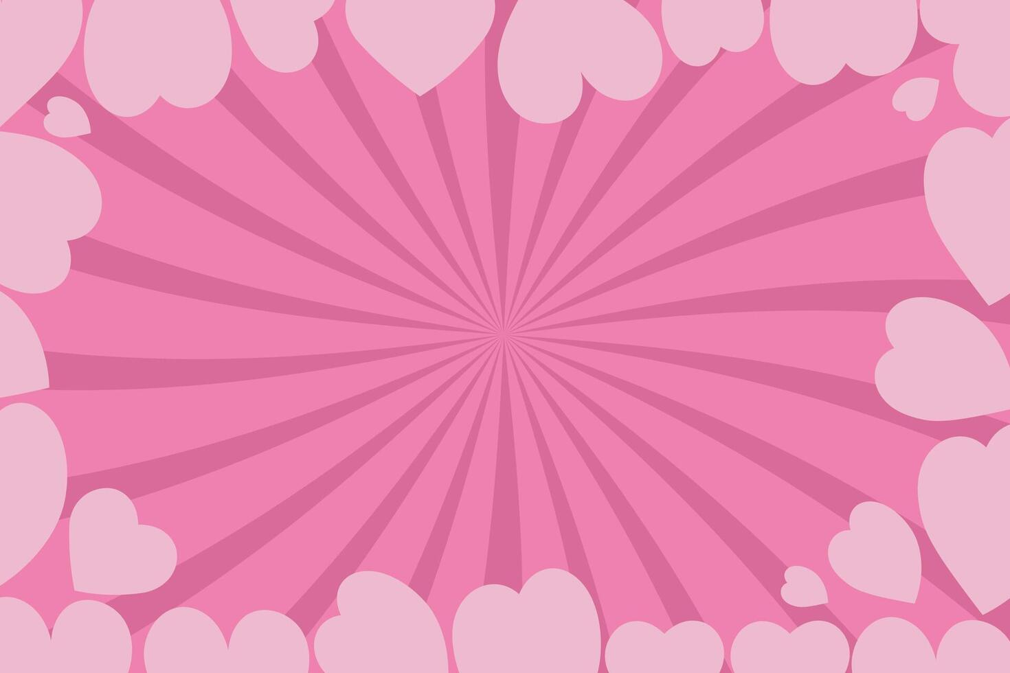 Abstract background of rays and hearts for Valentine's Day. Festive frame. vector