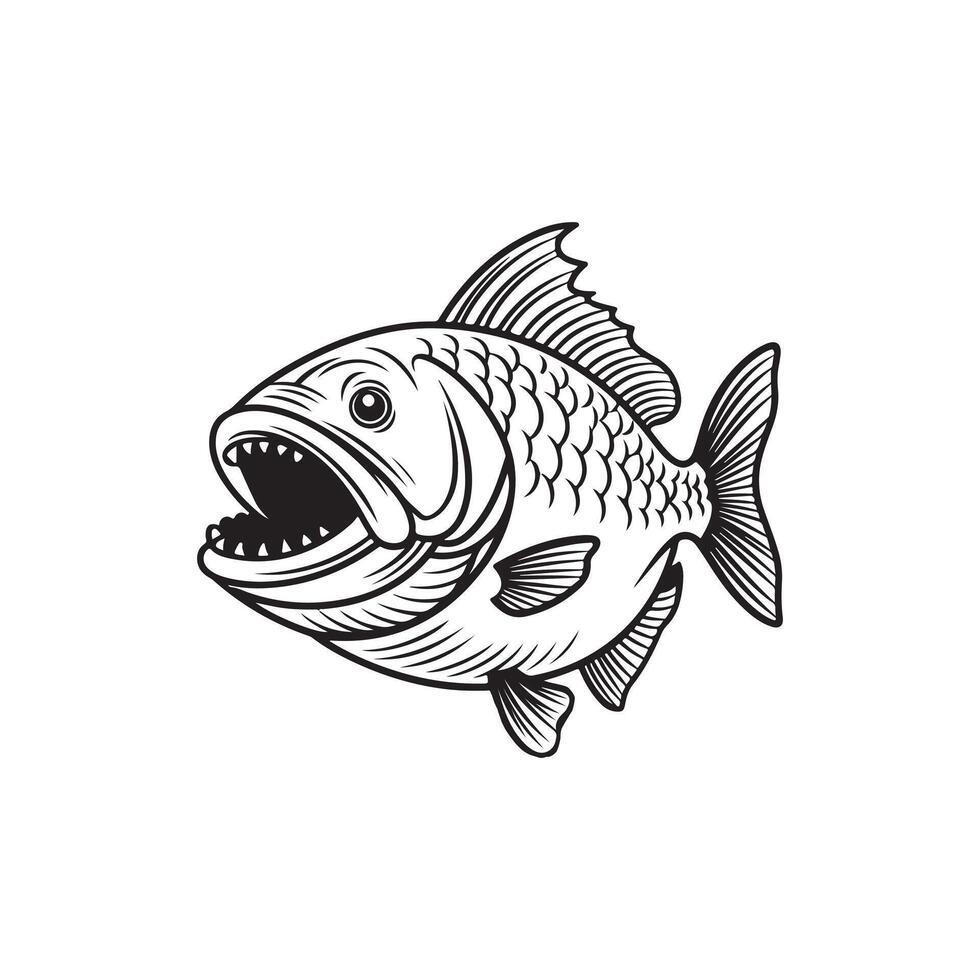 fish line art silhouette arts illustration vector