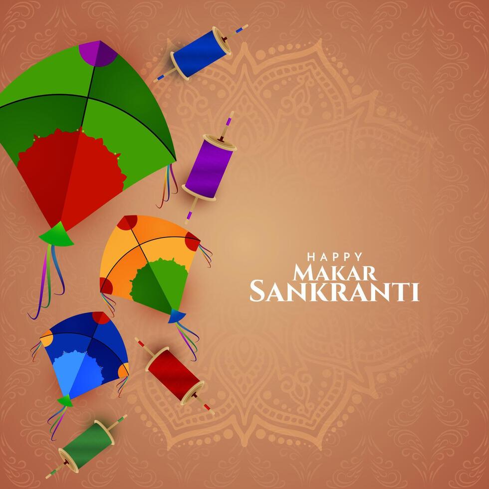 Elegant Happy Makar Sankranti Indian festival background vector