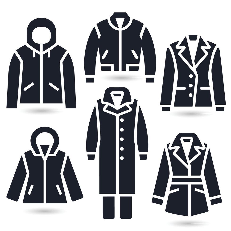 A set of black coats and jackets vector