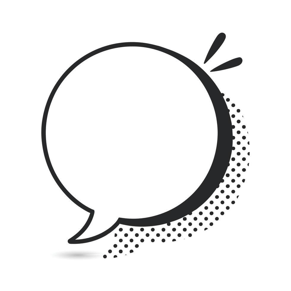 A black and white speech bubble with a dot pattern vector