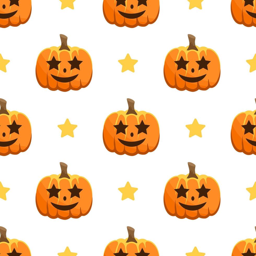 Seamless holiday pattern with pumpkins on a white background. vector