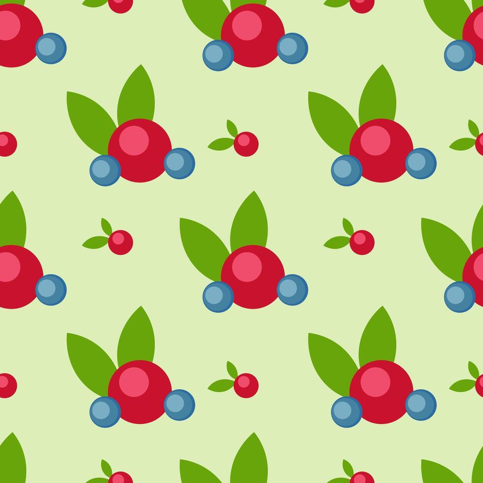 Seamless pattern with ripe berries on a green background vector