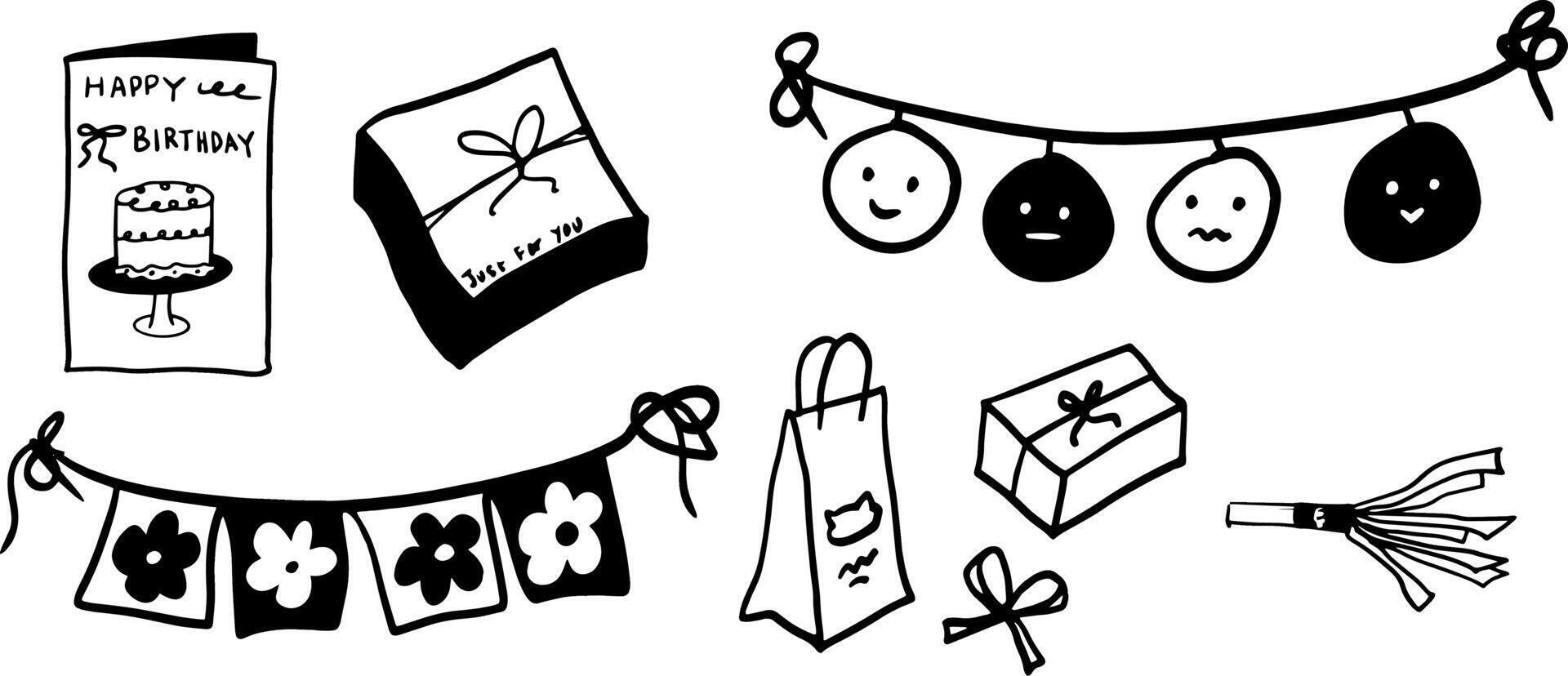 Minimalist Birthday Illustrations for Creative Party Themes vector