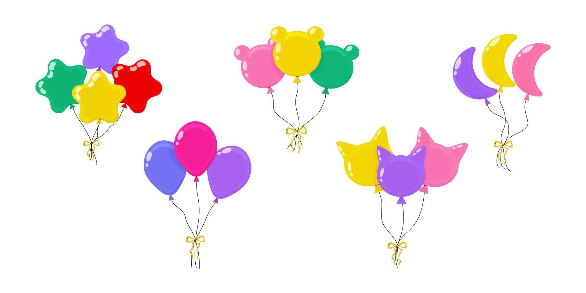Colorful balloons in various shapes perfect for celebration and decor vector